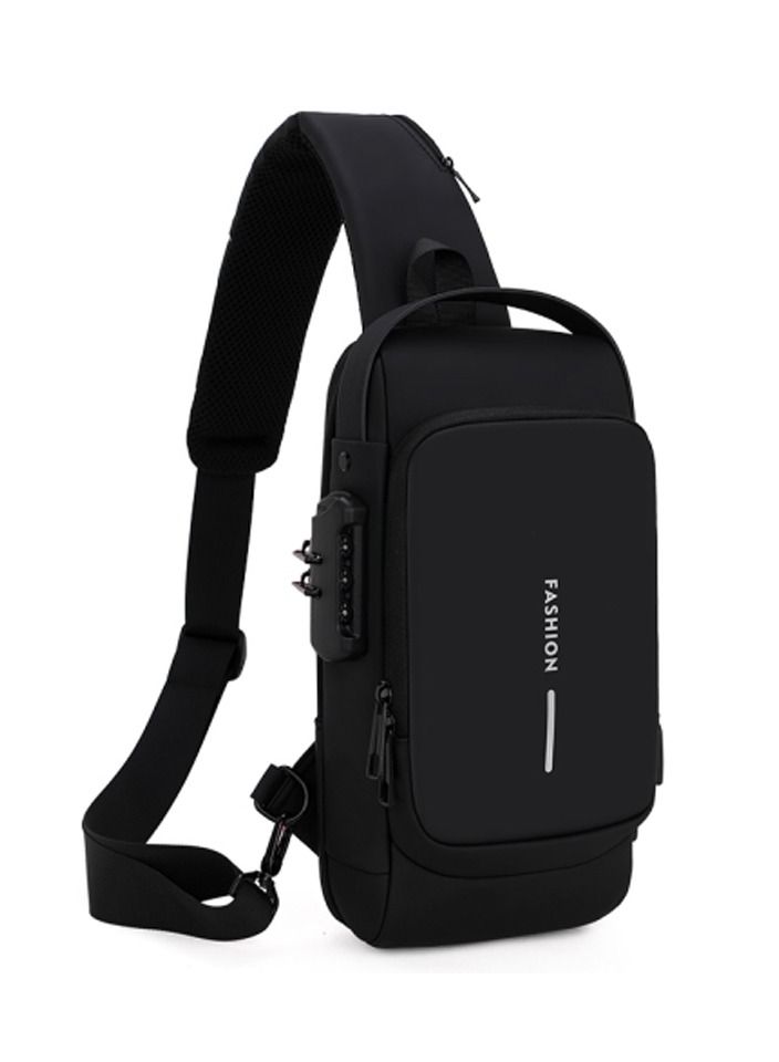 FASHION Men Women Sling Bag Pack with Lock Waterproof Anti-theft Chest Bag with USB Charging Port Shoulder Bag Crossbody Backpack - Image 2