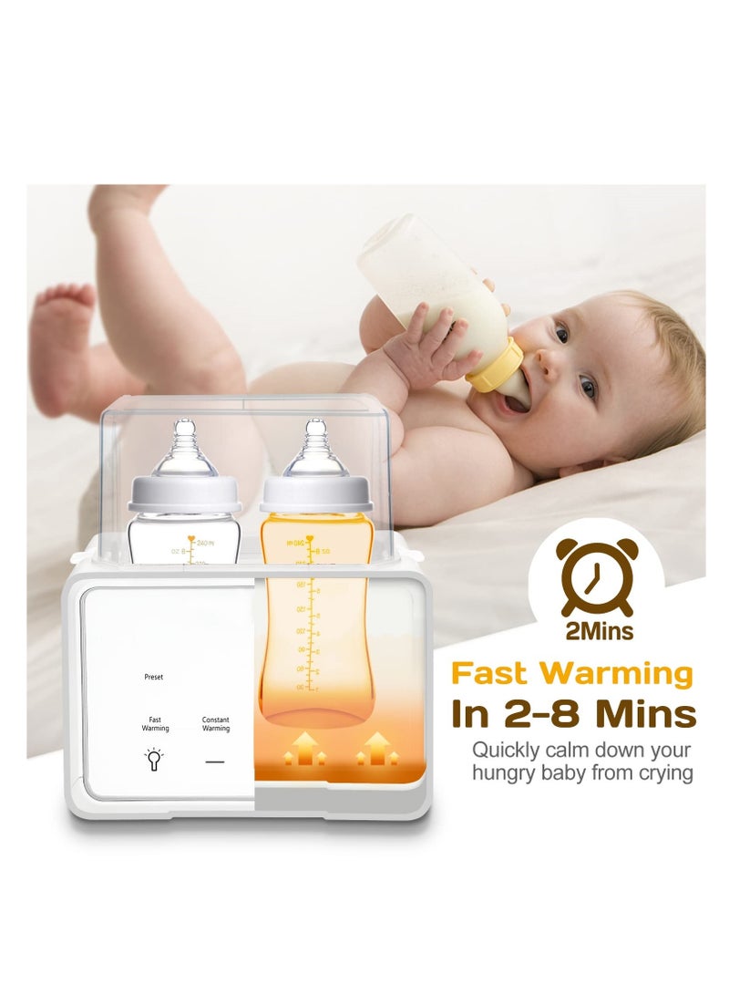 McDou Double bottle warmer, automatic milk warming and heat preservation baby breast milk constant temperature milk warmer bottle sterilizer, precise temperature adjustment, fast thawing breast milk - Image 5