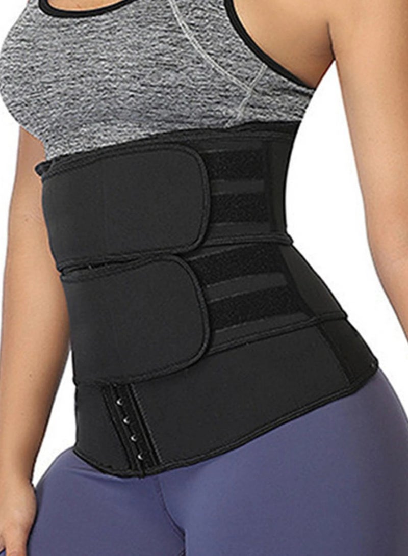 فيت فارما حزام خصر مزدوج للنساء من النيوبرين لتدريب الخصر واللياقة البدنية وشد الخصر وتشكيل الجسم لفقدان الوزن باللون الأسود - Image 1