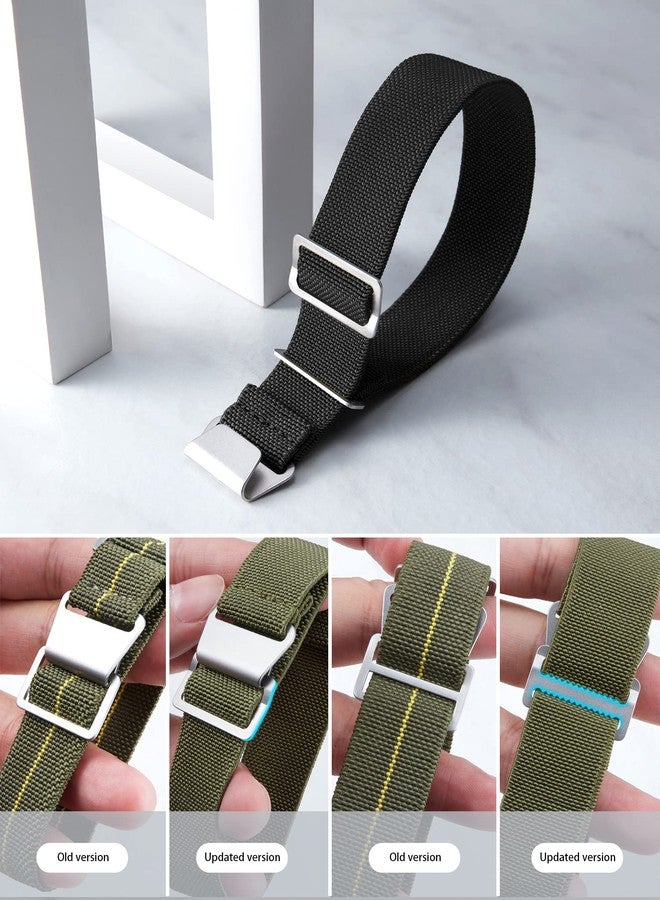BINLUN Elastic Nylon Watch Strap - Navy Parachute Style - Replacement Fabric Watch Strap with Silver Hook Buckle for Men and Women (Black, 20 mm) - Image 5