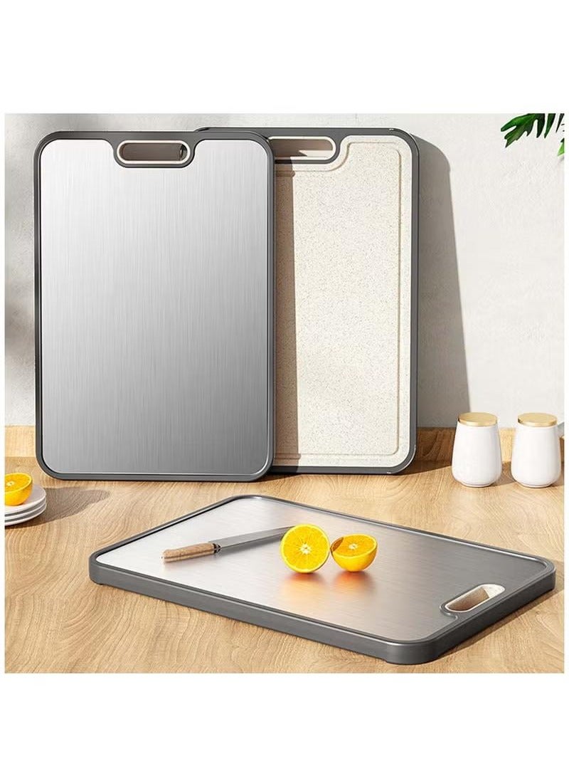 XiuWoo Cutting Board, Double Sided Chopping Board with Grinding Function, Stainless Steel Cutting Block for Meat, Fruit, Vegetable - Image 1