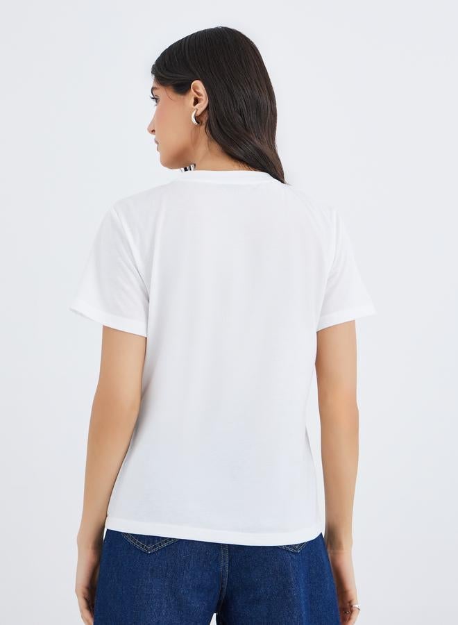 Take Two Slogan Print Round Neck T-Shirt - Image 4