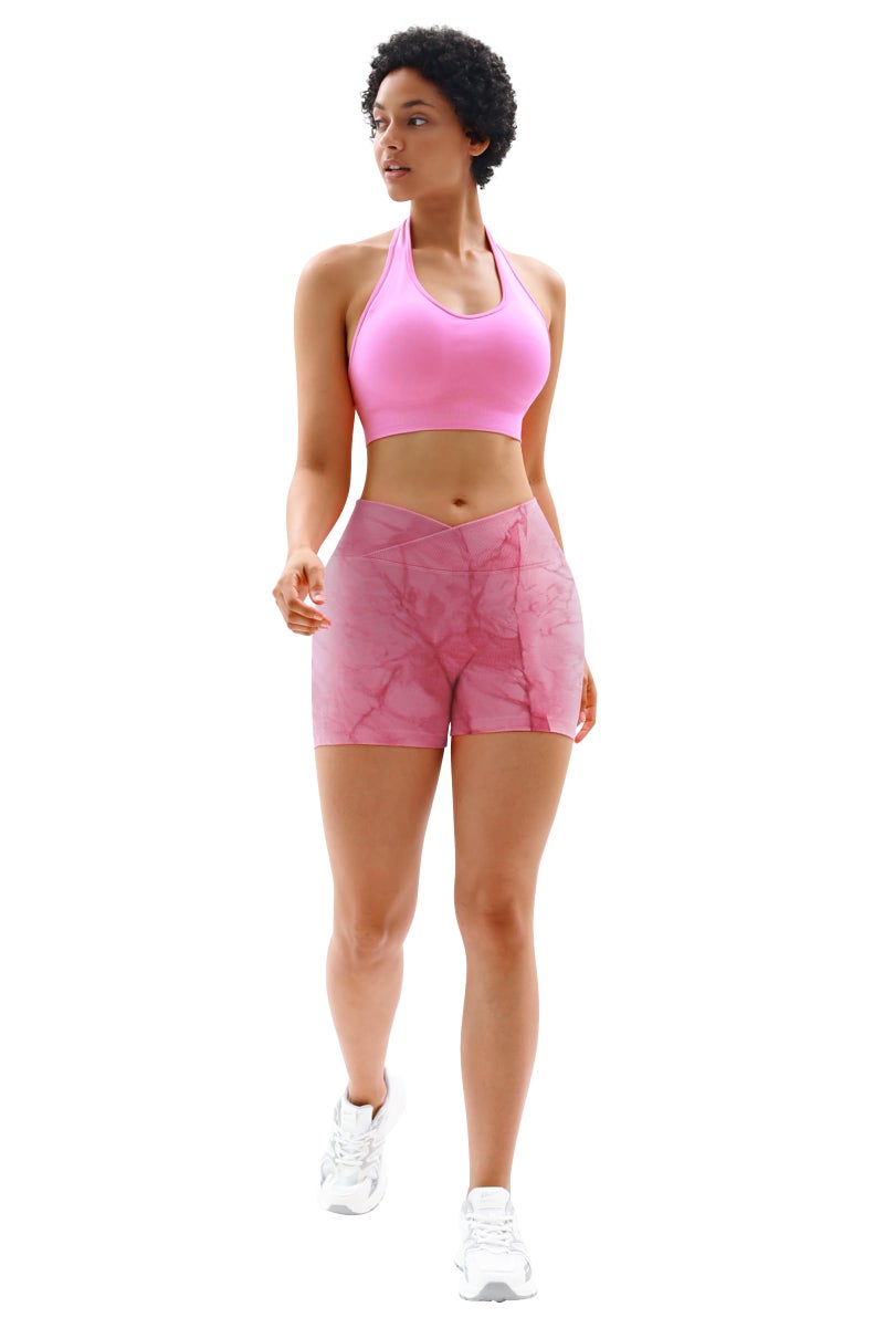 Vertvie Women's Workout Gym Shorts Booty V Cross Spandex Yoga Biker Shorts Scrunch Butt High Waisted Athletic Leggings (Tie Dye,Medium) - Image 2