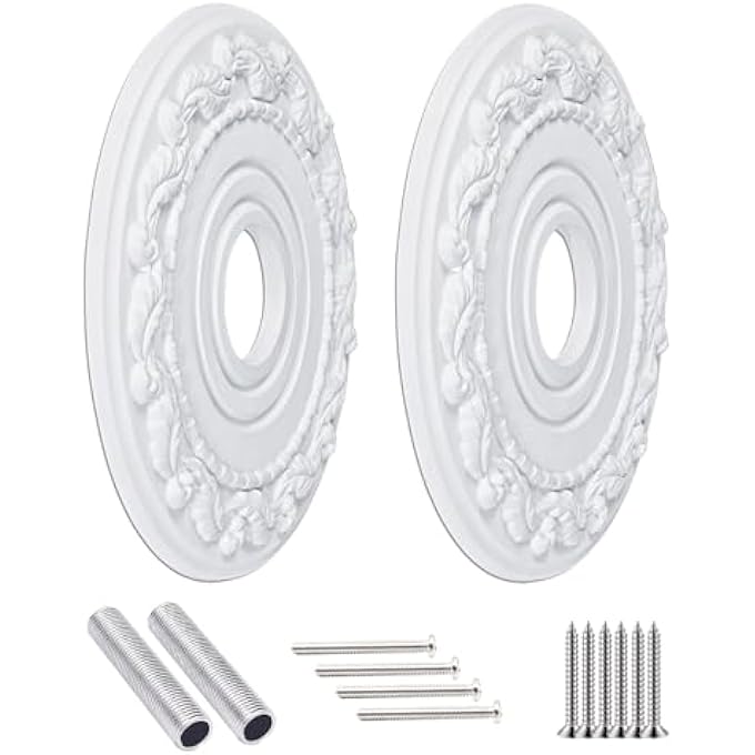 MOLDED PU CEILING MEDALLION FOR LIGHT FIXTURES AND CEILING FANS, 16"OD X 4"ID X 1-1/8"P (FITS CANOPIES UP TO 9-3/4") WHITE - Image 2