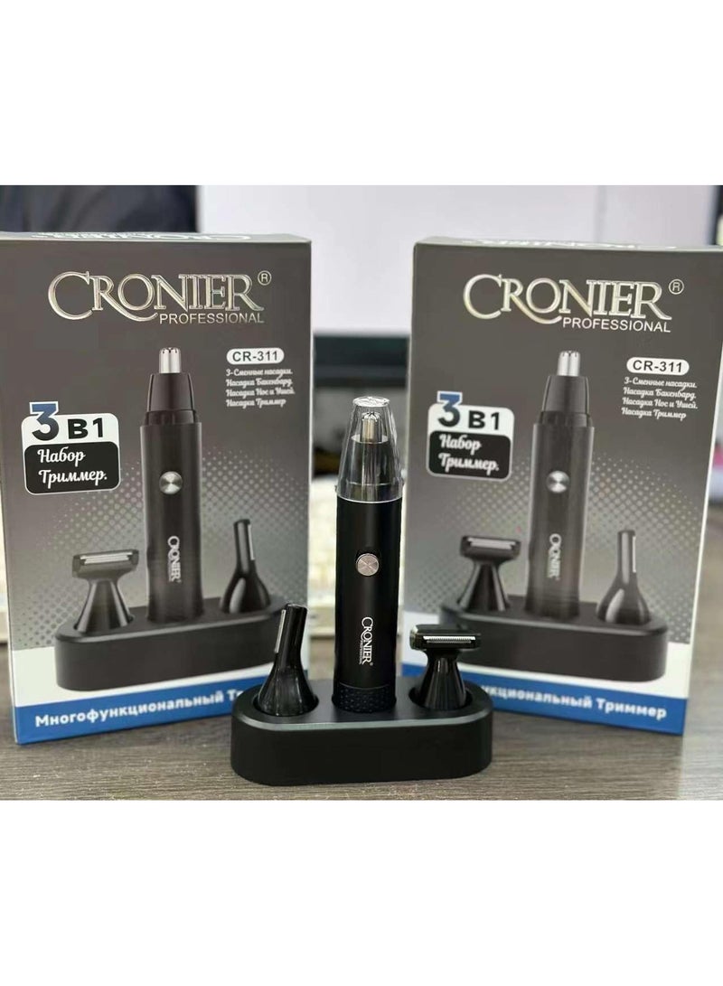 Men's Cordless Facial Hair Remover Battery Operated Ear Nose Hair Trimmer Beard Shaver Mini Eyebrow Trimmer CR 311