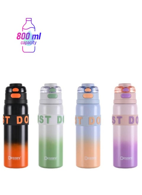 Insulated water bottle, One click Flip open 800Ml Purple