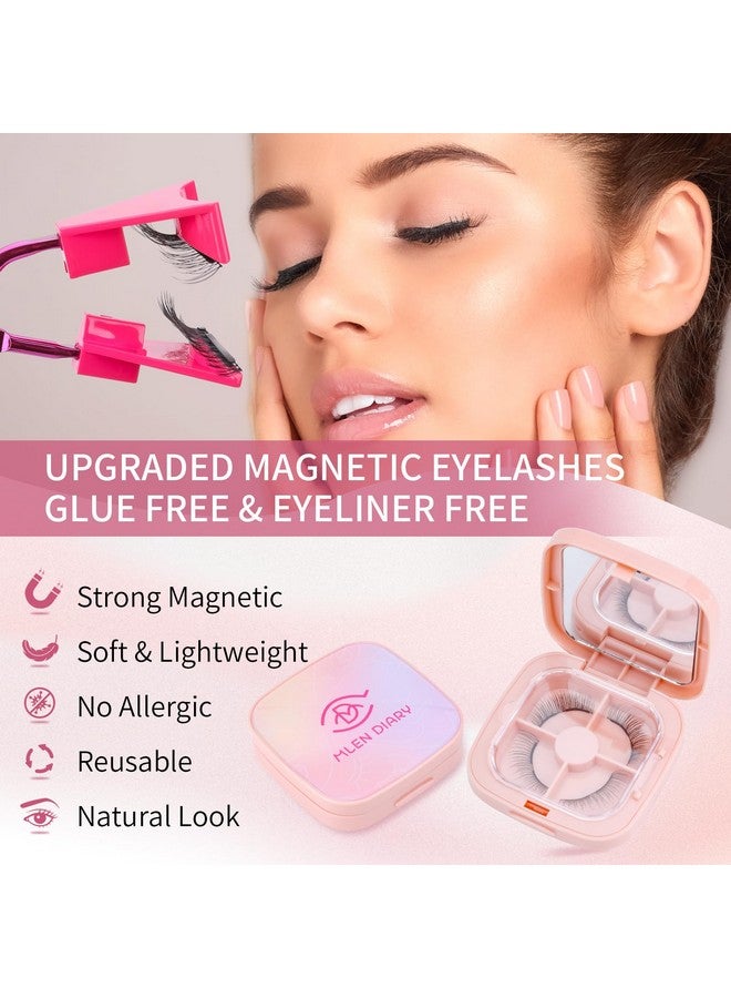 MLEN DIARY Dual Magnetic Eyelashes Magnetic Eyelashes Without Eyeliner 4D Natural Look Reusable Easy To Wear Soft Magnets False Eyelashes With Applicator No Glue Charming Queen - Image 2