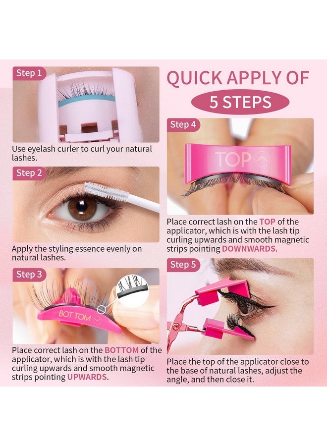 MLEN DIARY Dual Magnetic Eyelashes Magnetic Eyelashes Without Eyeliner 4D Natural Look Reusable Easy To Wear Soft Magnets False Eyelashes With Applicator No Glue Charming Queen - Image 4