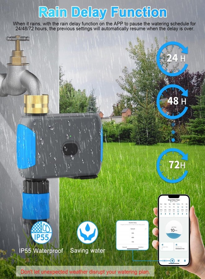 Smartale WiFi Sprinkler Timer, Smart Bluetooth Hose Timer, Programmable Automatic Irrigation System with Remote APP, Compatible with Alexa Google, Watering for Outdoor Garden Yard Lawn, 1 Outlet - Image 4