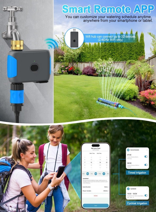 Smartale WiFi Sprinkler Timer, Smart Bluetooth Hose Timer, Programmable Automatic Irrigation System with Remote APP, Compatible with Alexa Google, Watering for Outdoor Garden Yard Lawn, 1 Outlet - Image 3