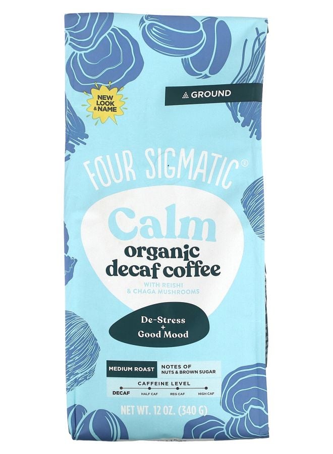 Four Sigmatic Calm Organic Coffee with Reishi & Chaga  Mushrooms Ground Medium Roast Decaf  12 oz (340 g)