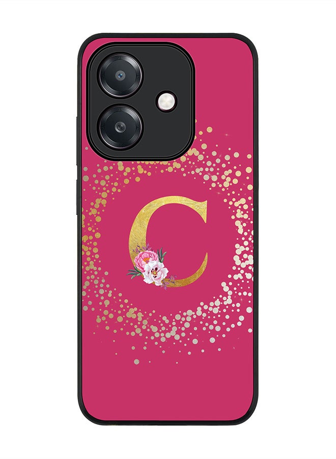 Stylizedd For Oppo A5i Case,Slim fit Camera Protection, Shockproof Thin Phone cover  - Custom Monogram Floral - C ( Deep Pink )