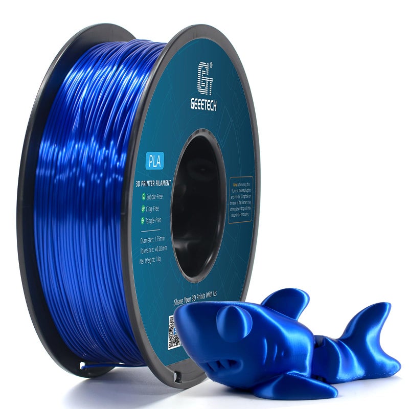 Geeetech Metal Shine Filament 175mm for 3D Printer Silk PLA 1kg 22lbs Spool Metallic Royal Blue 3D Printing Filament Dimensional Accuracy 002 mm