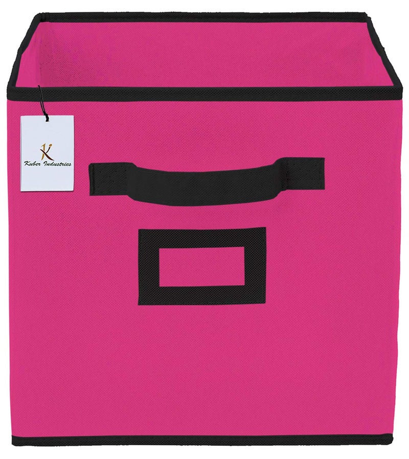 Kuber Industries Kuber Industries Non Woven Small Foldable Storage Cubes (Pink, 27 cm x 27 cm x 27 cm) - CTKTC035145  - Image 4