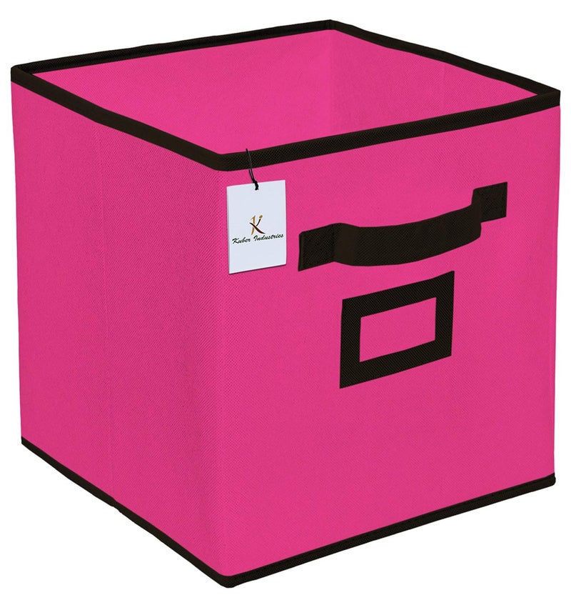 Kuber Industries Kuber Industries Non Woven Small Foldable Storage Cubes (Pink, 27 cm x 27 cm x 27 cm) - CTKTC035145  - Image 3