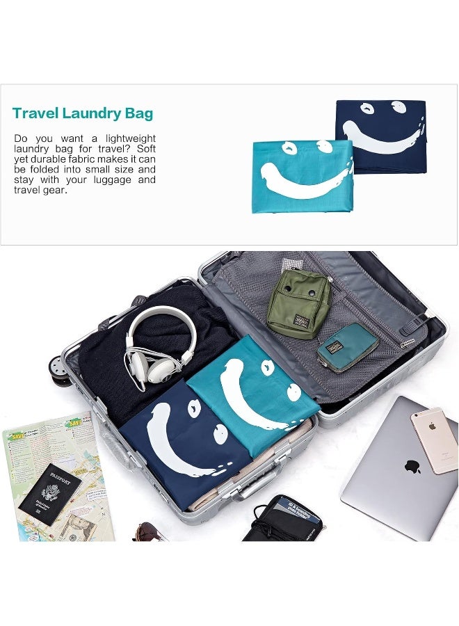 HOMEST 2 Pack XL Wash Me Travel Laundry Bag Dirty Garments Organizer Large Enough to Hold 4 Loads of Clothes Easy Fit a Hamper or Clothing Basket Azure and Blue - Image 2