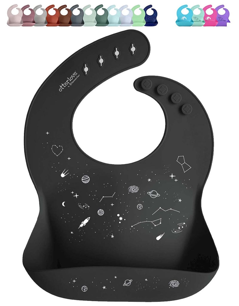 otterlove Silicone Bib 100 Pure Platinum LFGB Baby Bibs with No Fillers Wide Food Catching Pocket Easy Clean Mess Proof Dishwasher Safe BPA and Phthalate Free