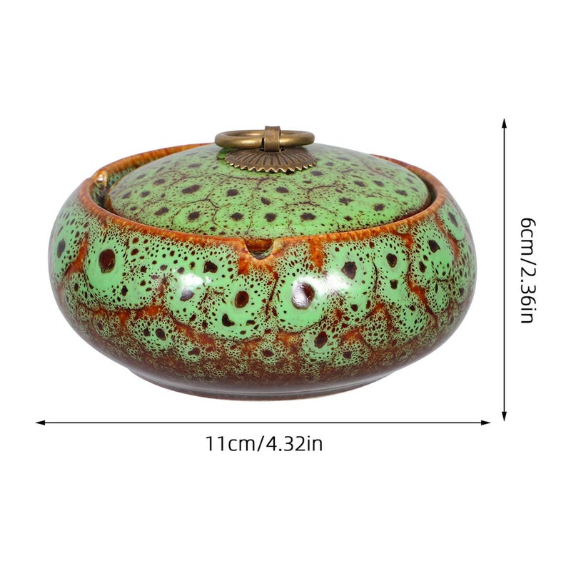 Handmade Ceramic Ashtray with Windproof Lid Smokeless Tabletop Decor 2 Pack - Image 3