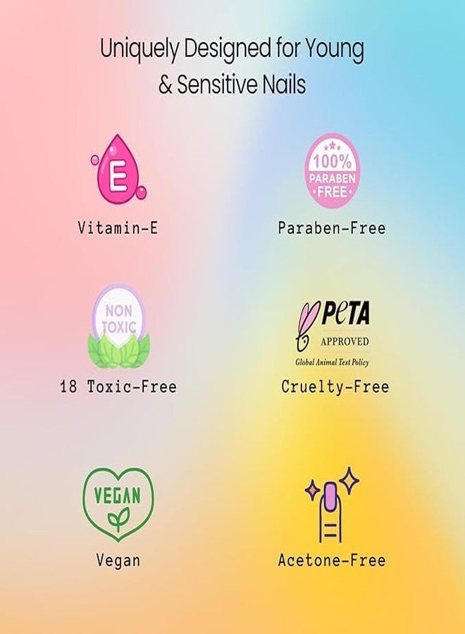 Perr Cherry 10 Piece Organic Makeup Nail Art Kit for Kids, Preteens & Teen Girls | Non-Toxic, Cruelty-Free & Vegan Nail Art for Girls (Assorted Colours) - Image 3