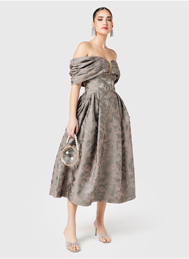 Threadz by Ajooni Floral Off-Shoulder Dress - Image 1