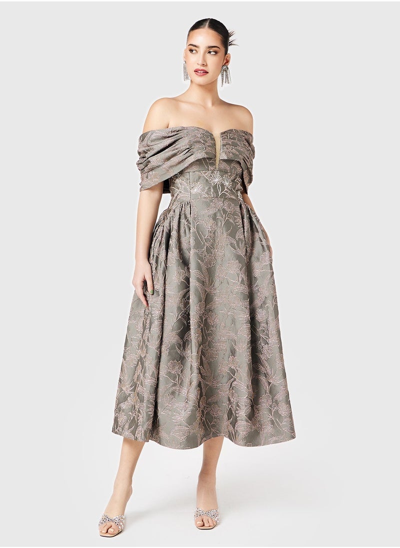 Threadz by Ajooni Floral Off-Shoulder Dress - Image 4