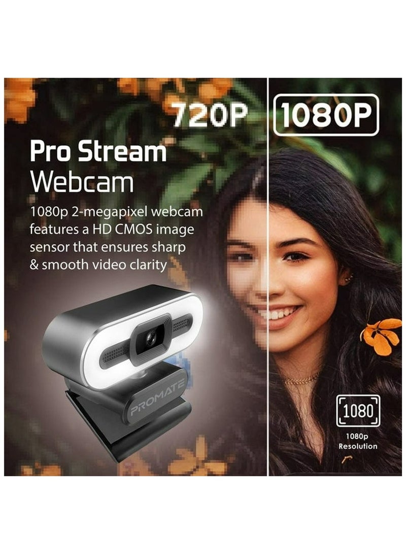 Promate ProCam-3 Full HD Angle WebCam with Built-in Led Light - Image 5