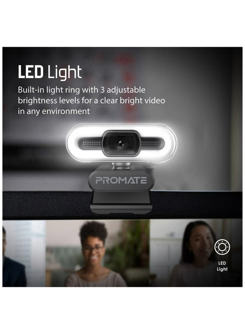 Promate ProCam-3 Full HD Angle WebCam with Built-in Led Light - Image 4