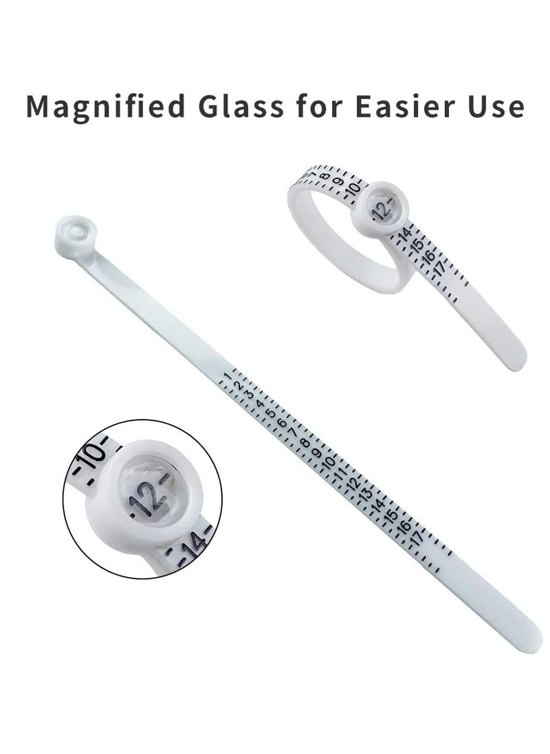 Ring Sizer Measuring Tool Tape Reusable Finger Size Gauge Jewelry Sizing Tool 1-17 USA Rings Size 2Pcs