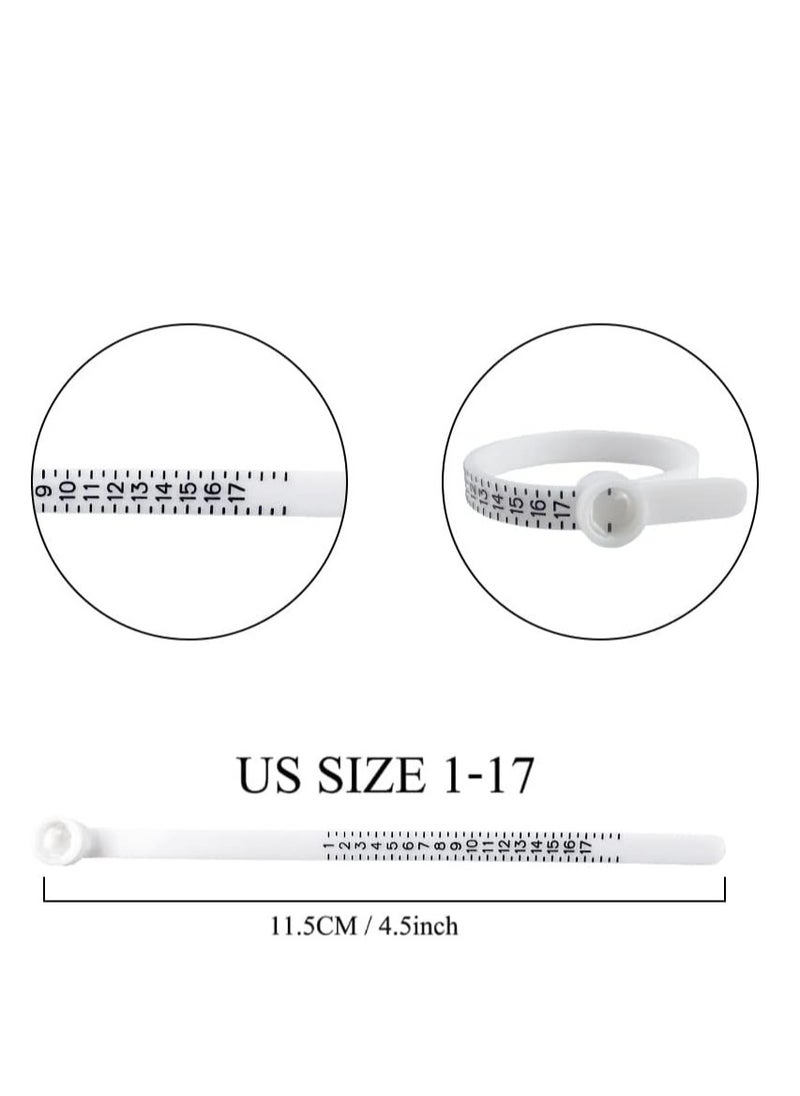 Ring Sizer Measuring Tool Tape Reusable Finger Size Gauge Jewelry Sizing Tool 1-17 USA Rings Size 2Pcs