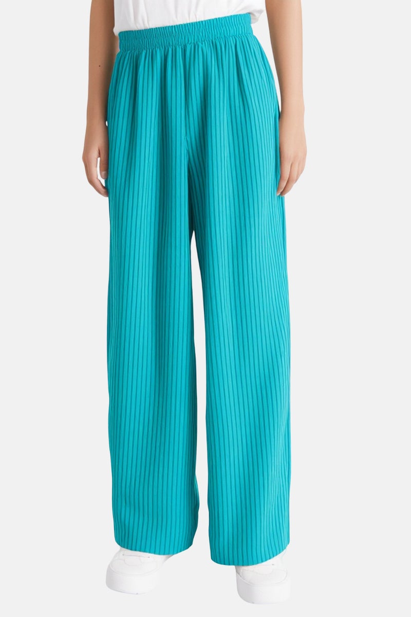 Hamleys Toddlers Girl Pleated Palazzo Pants, Turquoise - Image 1