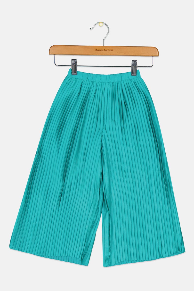Hamleys Toddlers Girl Pleated Palazzo Pants, Turquoise - Image 2