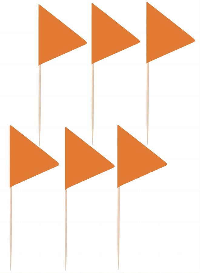 JAVD Solid Orange Toothpick Flags Small Mini Plain Orange Color Triangle Stick Cupcake Toppers Flags DIY Decoration (100 Pcs) - Image 1