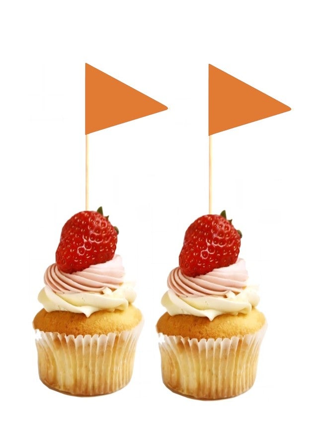 JAVD Solid Orange Toothpick Flags Small Mini Plain Orange Color Triangle Stick Cupcake Toppers Flags DIY Decoration (100 Pcs) - Image 5