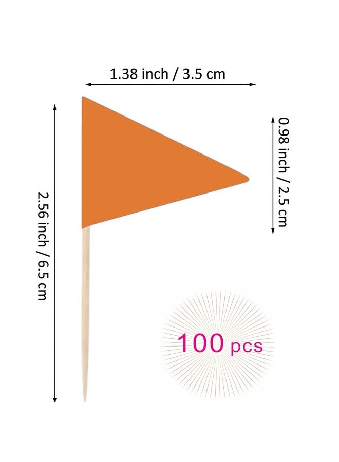JAVD Solid Orange Toothpick Flags Small Mini Plain Orange Color Triangle Stick Cupcake Toppers Flags DIY Decoration (100 Pcs) - Image 3
