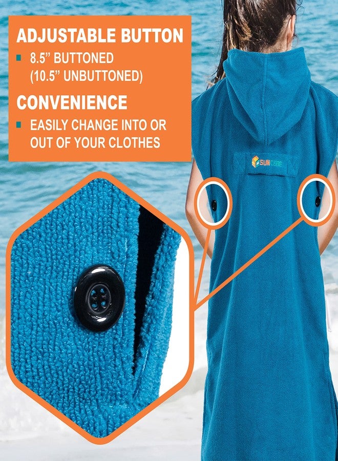 Suncube SUN CUBE Kids Changing Robe Surf Poncho, Kids Beach Towels, Hooded Towel for Teens Bath Pool, Microfiber Quick Dry Wearable Towel Poncho with Hood, Swim Towel for Girls 8-12 Years, Teal Sea Blue - Image 5