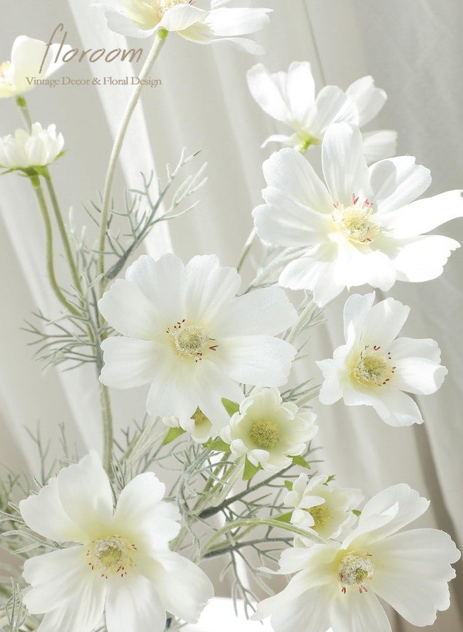 Floroom مجموعة زهور صناعية من فلوروم، 5 قطع، زهور كوزموس صناعية بلون عاجي، زهور حريرية صناعية لتزيين المنزل الداخلي، وتنسيقات الحفلات، وباقات الزفاف، وقطع الزينة المركزية للطاولات، وغيرها. - Image 5