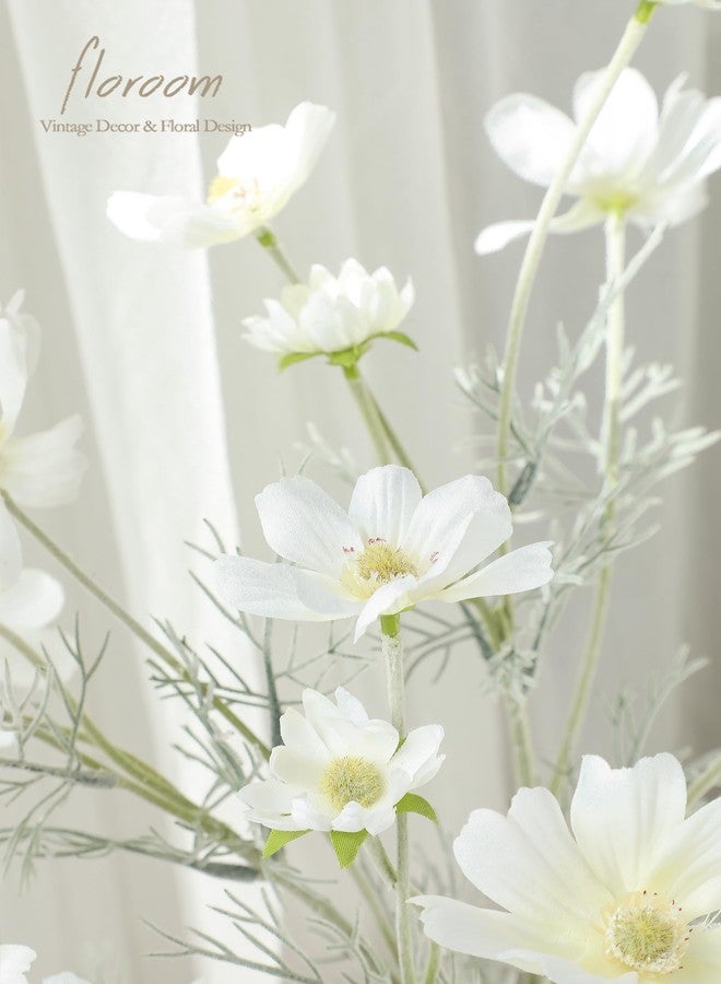 Floroom مجموعة زهور صناعية من فلوروم، 5 قطع، زهور كوزموس صناعية بلون عاجي، زهور حريرية صناعية لتزيين المنزل الداخلي، وتنسيقات الحفلات، وباقات الزفاف، وقطع الزينة المركزية للطاولات، وغيرها. - Image 3
