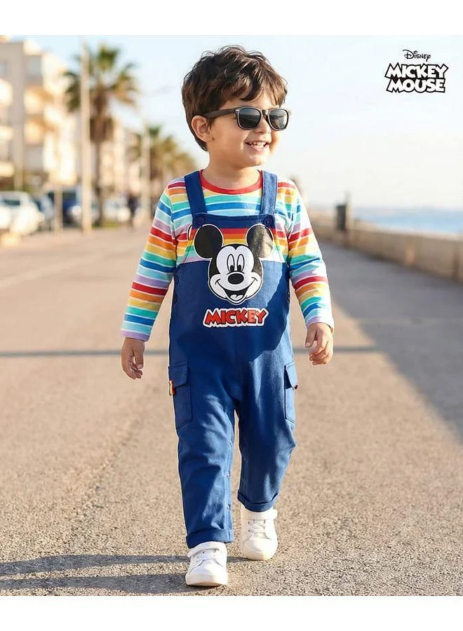 بيبي هاج ديزني بيبي هاغ ديزني طقم دنغري من نسيج جيرسي مفرد، مكون من تيشيرت مطبوع عليه ميكي ماوس - أزرق داكن
