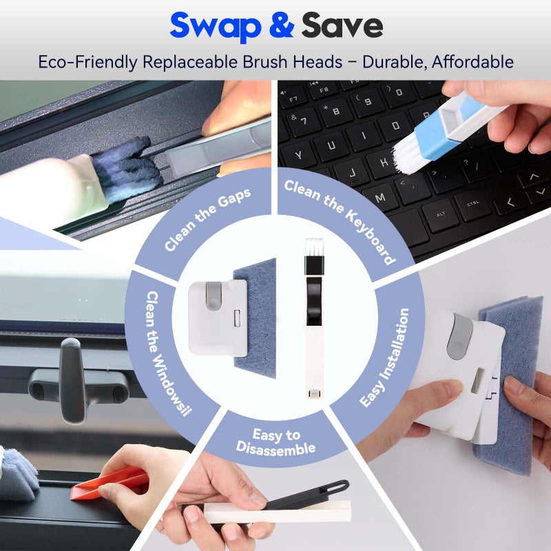 Mudocp Window Track Cleaner Tools Set, 14 PCS Window Groove Cleaning Brush Kit for Sliding Door, Sill, Tile Lines, Shutter, Car Vents, Keyboard - Image 4