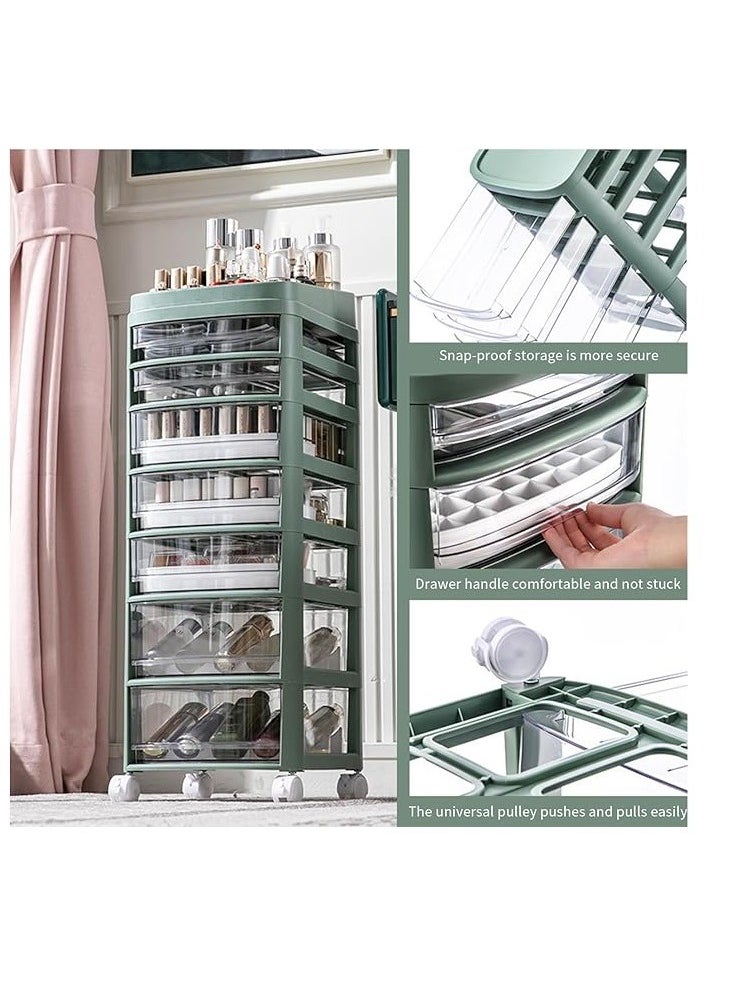 Organized Home 7-Drawer Stacking Cosmetic Organizer Cart Acrylic Cosmetic Box Skin Care Mask Box Lipstick Storage Cabinet Removable for Room Office Kitchen Bathroom White  - Image 5