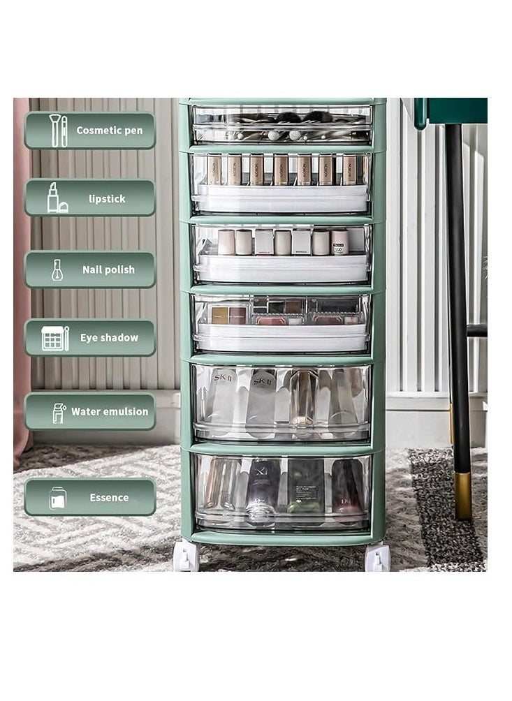 Organized Home 7-Drawer Stacking Cosmetic Organizer Cart Acrylic Cosmetic Box Skin Care Mask Box Lipstick Storage Cabinet Removable for Room Office Kitchen Bathroom White  - Image 4