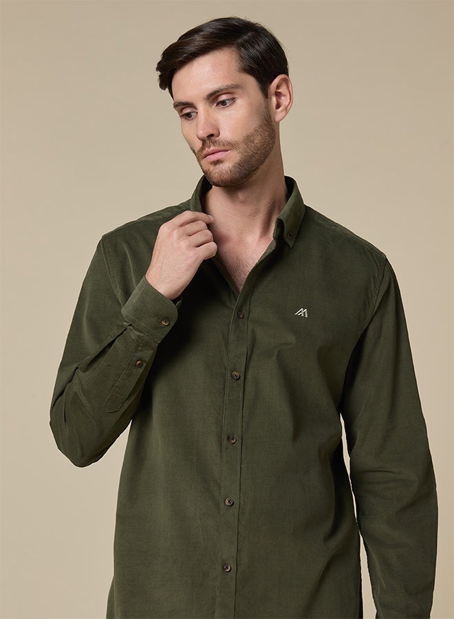 Mannerism The Forest Depth Green Corduroy Shirt with Rich Texture - Image 1