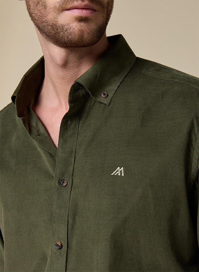 Mannerism The Forest Depth Green Corduroy Shirt with Rich Texture - Image 5