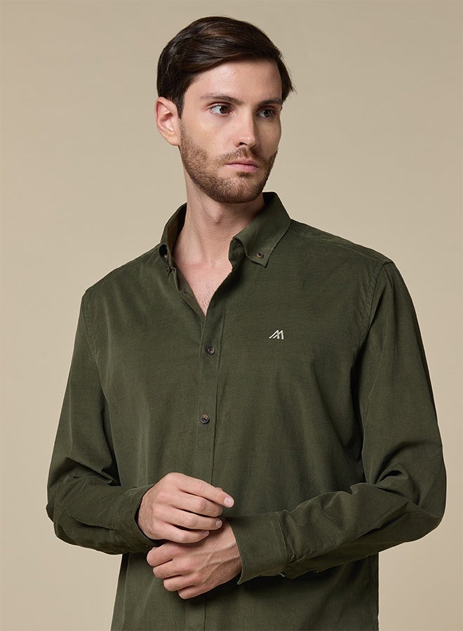 Mannerism The Forest Depth Green Corduroy Shirt with Rich Texture - Image 1