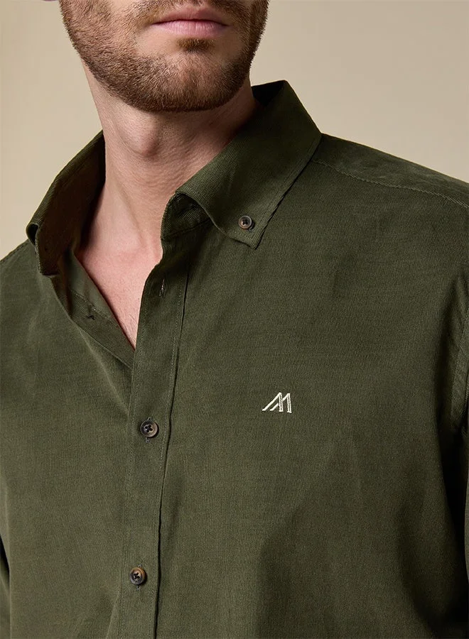 MANNERISM  The Forest Depth Green Corduroy Shirt with Rich Texture for Men | Best Price UAE