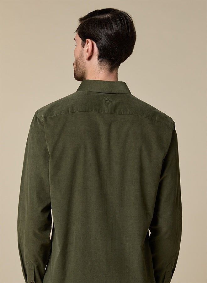 تكلف The Forest Depth Green Corduroy Shirt with Rich Texture - Image 4