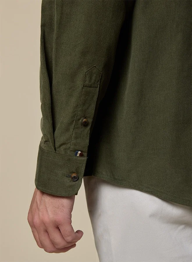 MANNERISM  The Forest Depth Green Corduroy Shirt with Rich Texture for Men | Best Price UAE