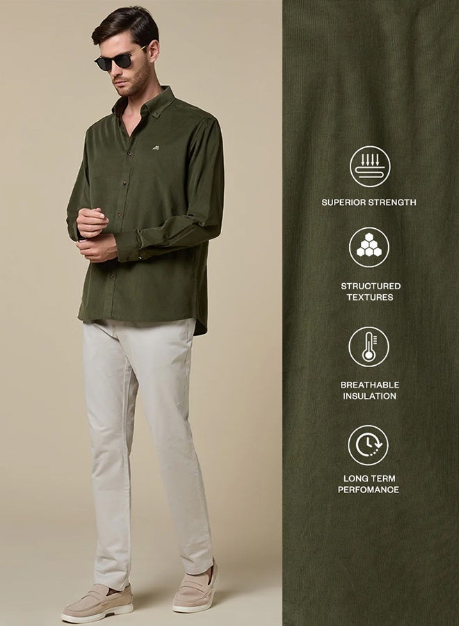 تكلف The Forest Depth Green Corduroy Shirt with Rich Texture - Image 3