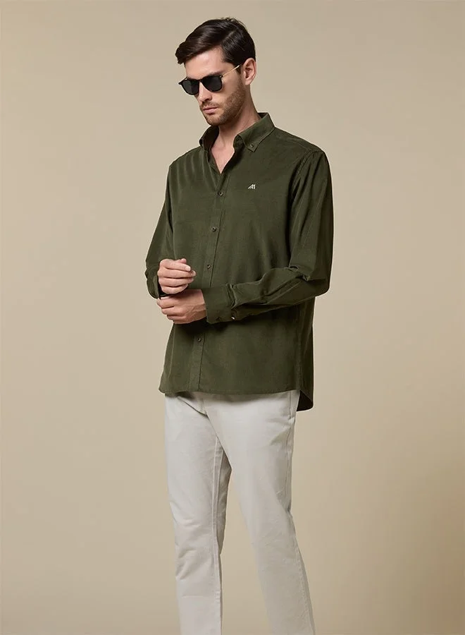 MANNERISM  The Forest Depth Green Corduroy Shirt with Rich Texture for Men | Best Price UAE
