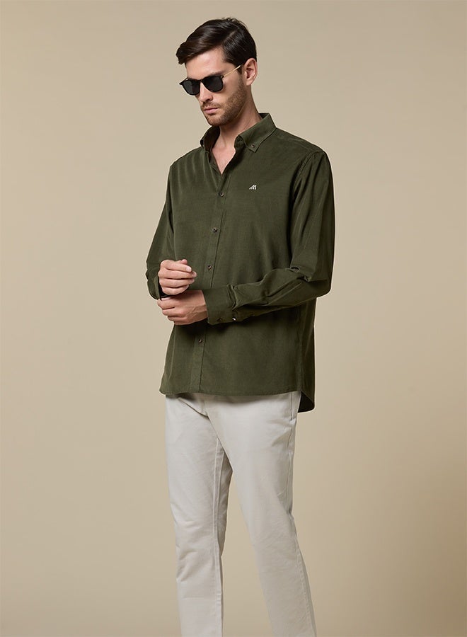 تكلف The Forest Depth Green Corduroy Shirt with Rich Texture - Image 5